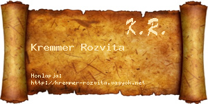 Kremmer Rozvita névjegykártya